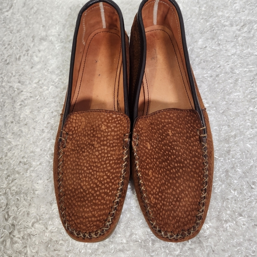 Brown Premium Exotic Ostrich Skin Moccasin Slip-On Unisex Soft Leather Loafers
